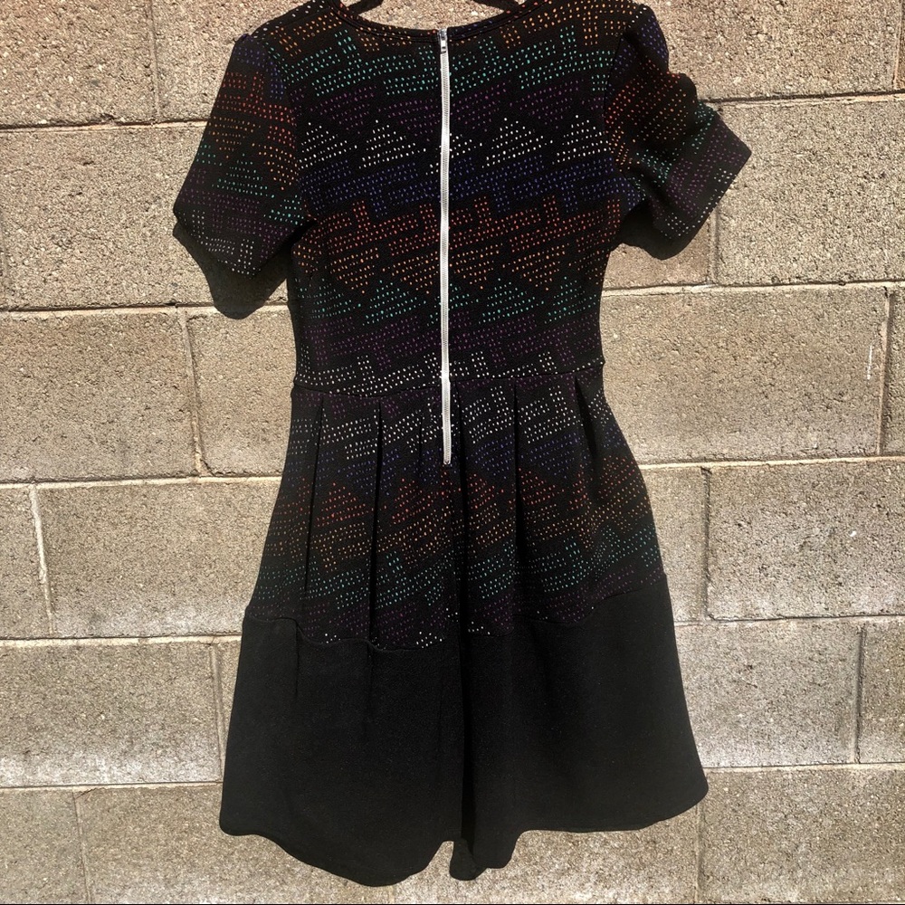 Lularoe Amelia Colorful Triangles Black Dress Sz M View 4